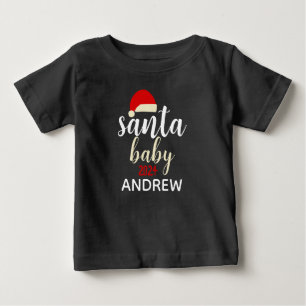 Elegant Christmas santa Baby Personalise Name T-Shirt
