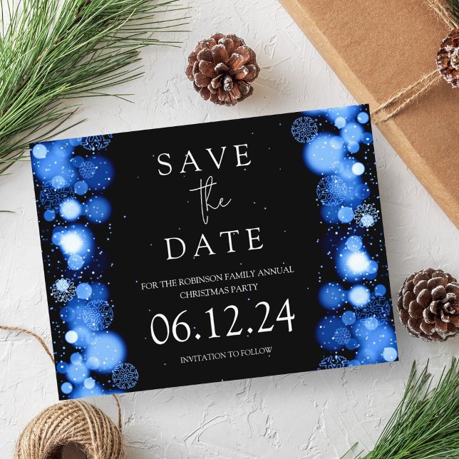 Elegant Christmas Save The Date Gold Winter Navy  Announcement Postcard (Elegant Christmas Save The Date Gold Winter Navy Announcement Postcard)
