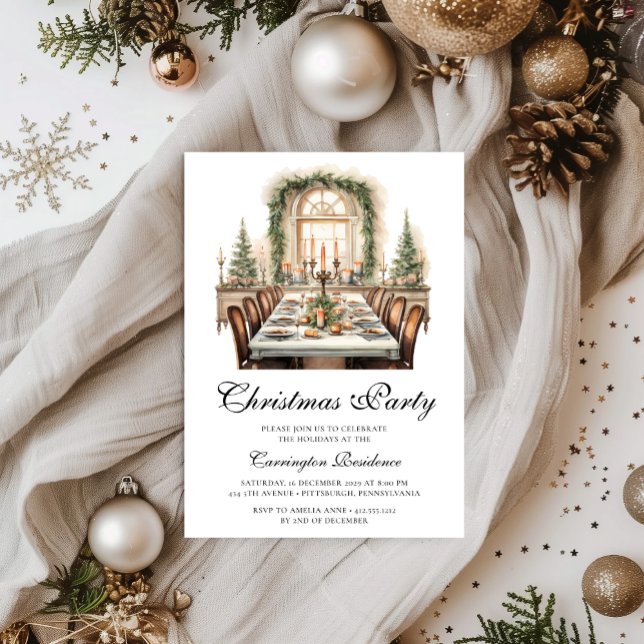 Elegant Christmas Script  Dinner/Party Invitation  (Creator Uploaded)