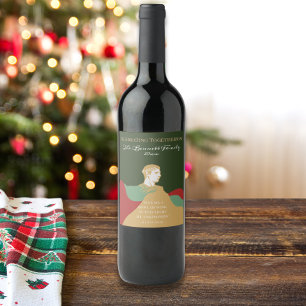 Elegant Christmas Script Quote Custom Colour  Wine Label