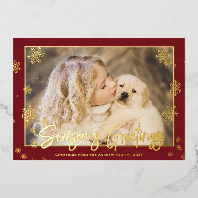 Elegant Christmas Script Season's Greetings Photo (Front)