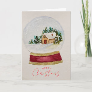 Elegant Christmas Snow Globe Greeting Card