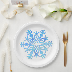 elegant christmas snowflake paper plate