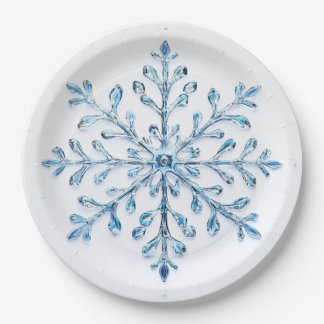 elegant christmas snowflake paper plate