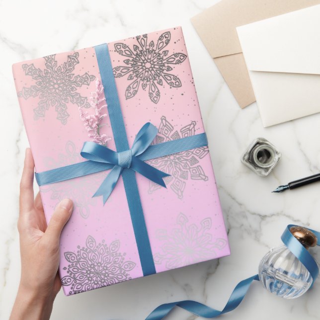 Elegant Christmas snowflake pattern holographic Wrapping Paper (Gifting)