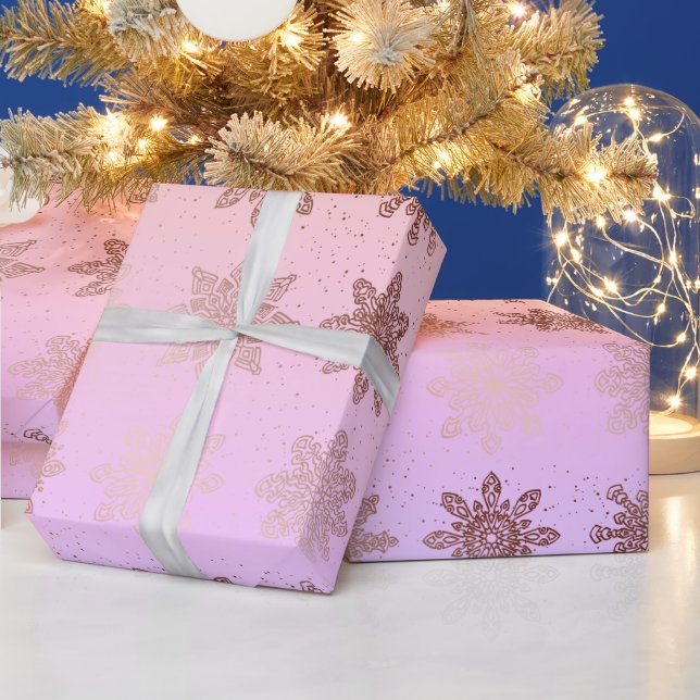 Elegant Christmas snowflake pattern holographic Wrapping Paper (Holidays)