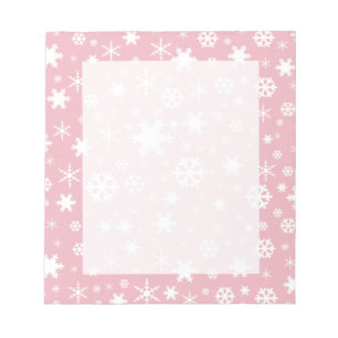Elegant Christmas snowflake pattern pastel pink Notepad