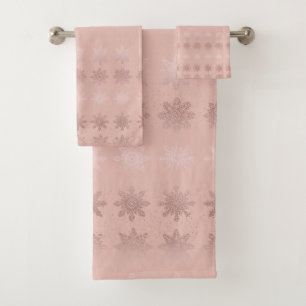 Elegant Christmas snowflake rose gold pattern Bath Towel Set