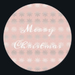 Elegant Christmas snowflake silver rose gold Classic Round Sticker<br><div class="desc">Modern Christmas design featuring faux silver and rose gold snowflake pattern.</div>