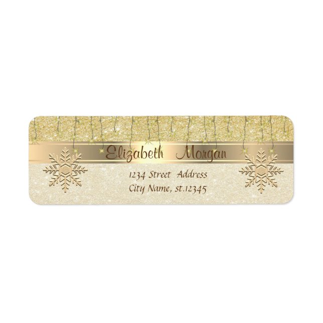 Elegant ,Christmas,Snowflakes Gold  Glittery (Front)