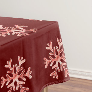 Elegant Christmas Snowflakes Pattern Red Tablecloth