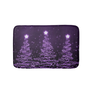 Elegant Christmas Sparkling Trees Purple Bath Mat