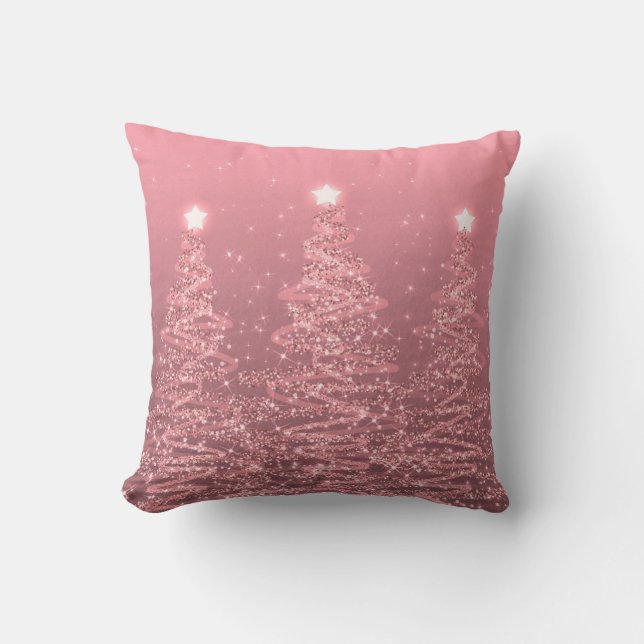 Elegant Christmas Sparkling Trees Rose Gold  Cushion (Front)