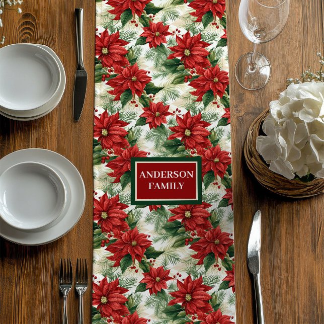 Elegant Christmas Table Runner Red Green Accent (Elegant Christmas Table Runner Red Green Accent)