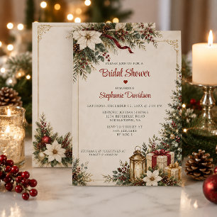 Elegant Christmas Themed Bridal Shower   Invitation