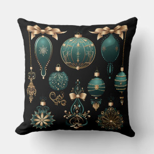 Elegant Christmas Throw Pillow – Baroque Ornament