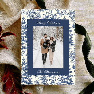 Elegant Christmas Toile Family Holiday Photo Card