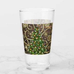 Elegant Christmas Tree Barn Wood Gold Design Glass