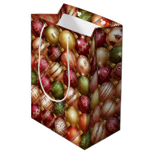 Elegant Christmas Tree Baubles Decorations Holiday Medium Gift Bag