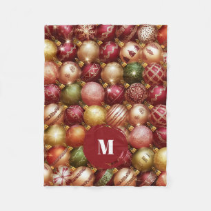 Elegant Christmas Tree Baubles Fleece Blanket