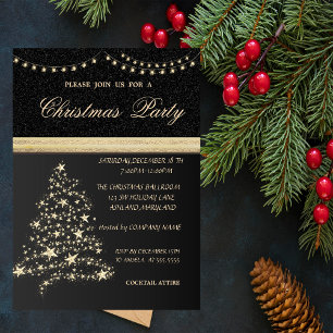 Elegant Christmas Tree,Black,Christmas Party Invitation