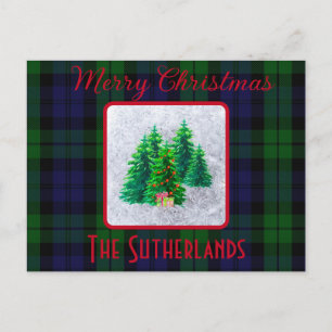 Elegant Christmas Tree Black Watch Tartan Holiday  Postcard