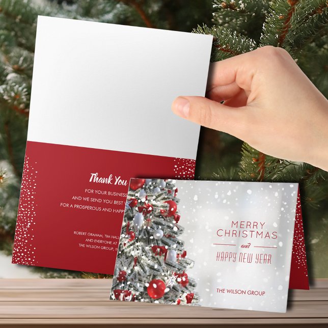 Elegant Christmas Tree Business Folded Holiday Card (Creator Uploaded)