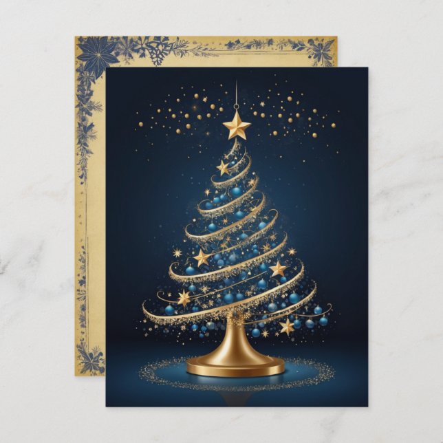 Elegant Christmas Tree Candle and Gift Card (Front/Back)