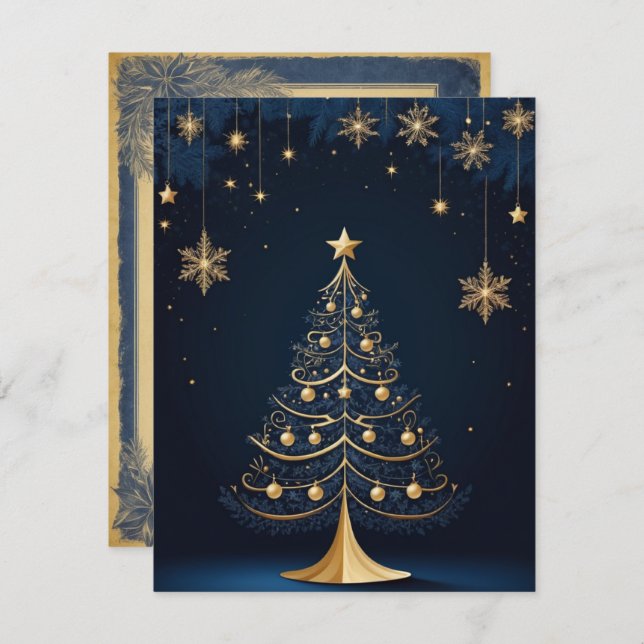 Elegant Christmas Tree Candle and Gift Card (Front/Back)