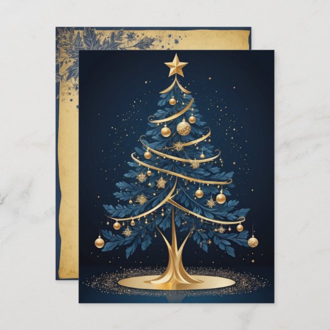 Elegant Christmas Tree Candle and Gift Card (Front/Back)