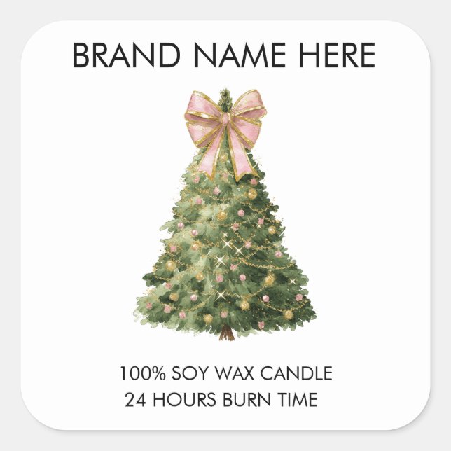 Elegant Christmas Tree | Candle Labels (Front)