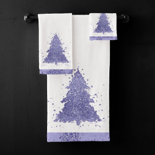 Elegant Christmas Tree   Charming Lavender Purple Bath Towel Set
