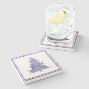 Elegant Christmas Tree Charming Lavender Purple Stone Coaster