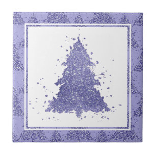 Elegant Christmas Tree   Charming Lavender Purple Tile