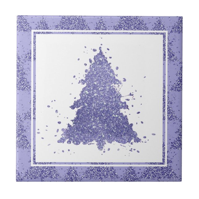 Elegant Christmas Tree | Charming Lavender Purple Tile (Front)
