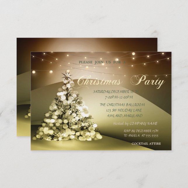 Elegant Christmas Tree Company Christmas Party Invitation (Front/Back)