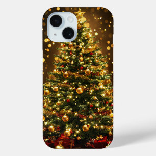 Elegant Christmas Tree Decorated With Lights iPhone 15 Case
