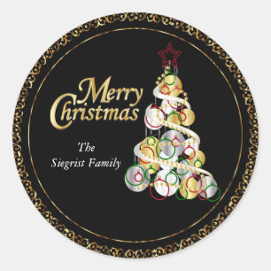 Elegant Christmas Tree Design Classic Round Sticker
