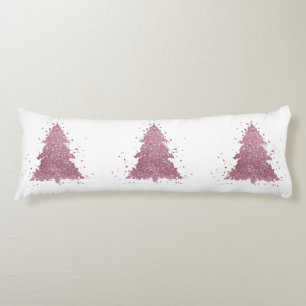 Elegant Christmas Tree Dusty Mauve Pink Splatter Body Cushion