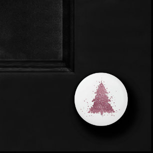 Elegant Christmas Tree Dusty Mauve Pink Splatter Ceramic Knob