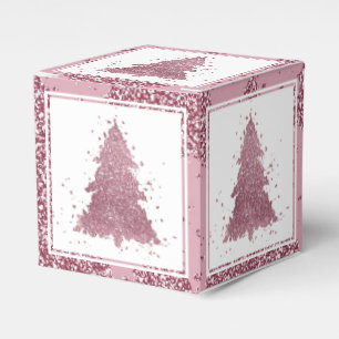 Elegant Christmas Tree   Dusty Mauve Pink Splatter Favour Box