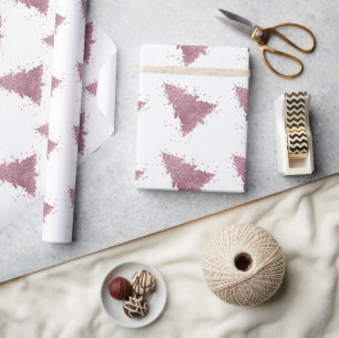 Elegant Christmas Tree   Dusty Mauve Pink Splatter Wrapping Paper
