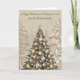 Elegant Christmas Tree Greeting Card – Family
