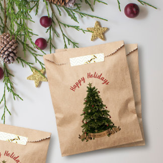 Elegant Christmas Tree Happy Holidays Festive Favour Bags