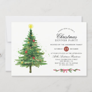 Elegant Christmas Tree | Holiday Dinner Party Invitation