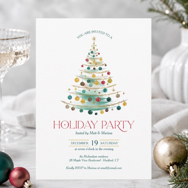 Elegant Christmas Tree Holiday Party Invitation (Creator Uploaded)