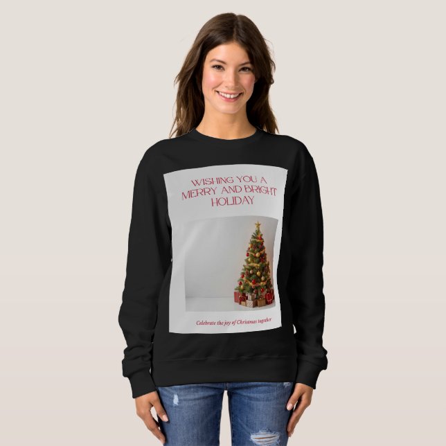 Elegant Christmas Tree Holiday Sweatshirt – Festiv (Front Full)