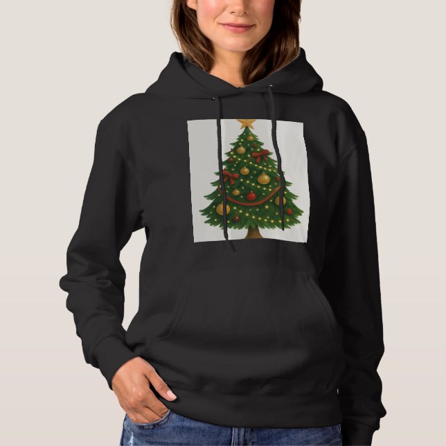 Elegant Christmas Tree Hoodie for Women | Festive  (Front)