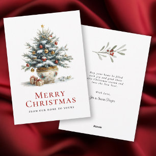 Elegant Christmas Tree in Porcelain Pot Holiday Card
