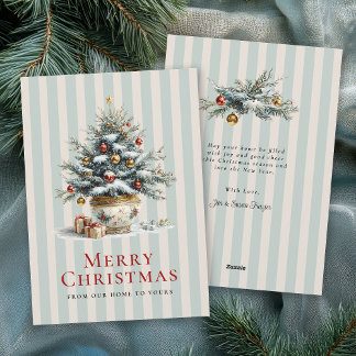 Elegant Christmas Tree in Porcelain Pot Holiday Card